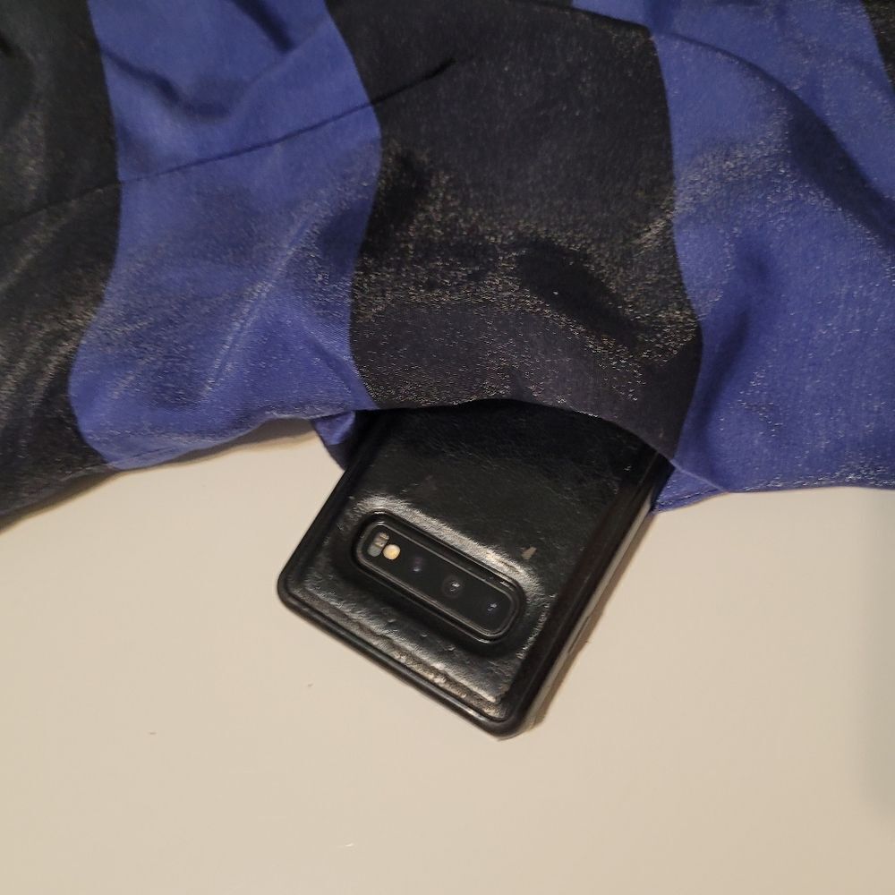 POCKETS SHIMMER BANANA REPUBLIC BLUE BLACK STRIPES CAREER SHEATH DRESS 2 SMALL - Picture 6 of 10